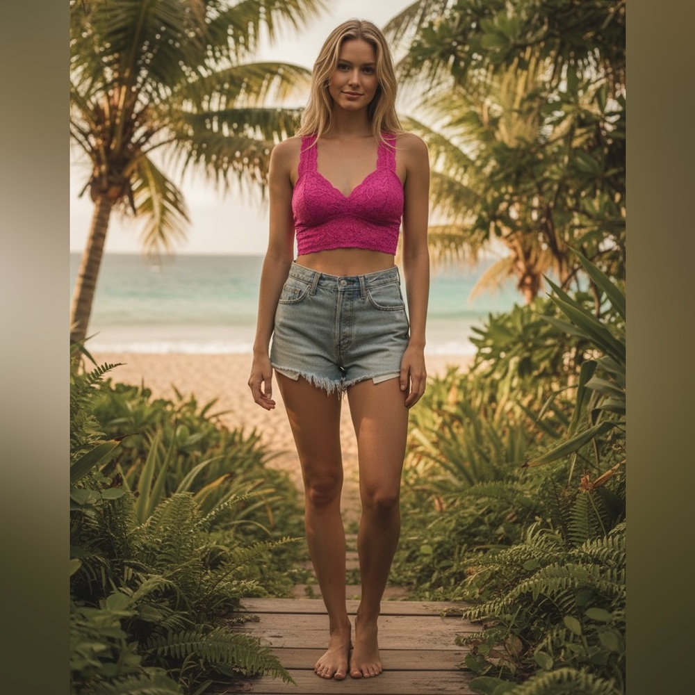 NWT Free People Lace Racerback summer crop top - Picture 11 of 14
